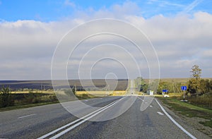 Highway landscape with moving cars at daytime