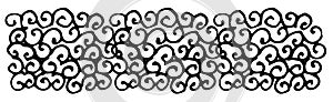 A long horizontal contour pattern of curls. decorative borders for ribbons, fabrics, packaging, Wallpaper, and tape. Decorative