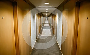 Long hotel corridor