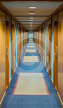 Long hotel corridor