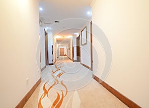 Long hotel corridor