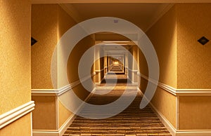 Long hotel hallway photo