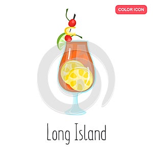 Long Island alcohol cocktail color flat icon