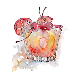 Long Island bar party cocktail drink. Nightclub isolated icon sketch drawing.