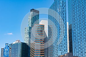 Long Island City Queens New York Skyline with Modern Glass Skyscrapers