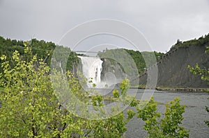 Long Ladder climbing the mountain from Montmorency Falls in Quebec Province in Canada