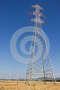 Long lines of powerline tower