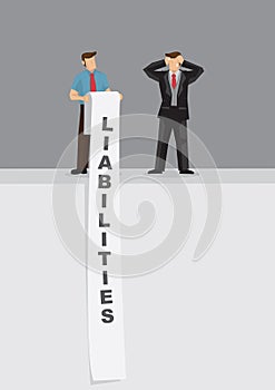 Long List of Liabilities Cartoon Vector Illustration