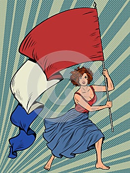 Long live France. Free woman with French flag