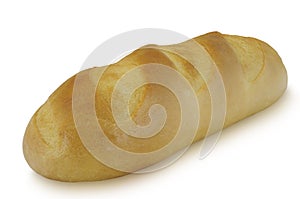 Long loaf of bread isolated on white background