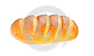 Long loaf bread on white background