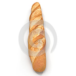 Long loaf isolated on white. Front view. 3D illustration