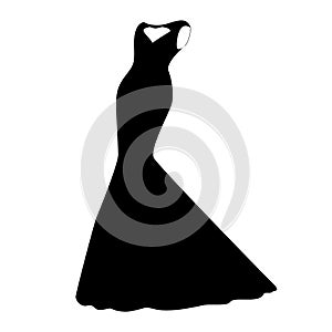 Long maxi dress icon. Elegant dress sketch. vector illustration image. dress isolated