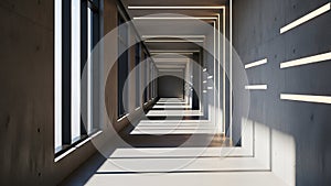 Modern concrete hallway with geometric light patterns architecture interior geometric lighting