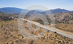 Long Mojave Desert Road in California photo