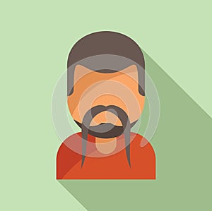 Long mustache beard icon flat vector. Man style