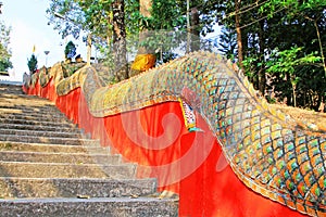 Long Naga Stair In Wat Phra That Doi Wao, Mae Sai, Thailand