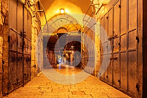 Long narrow street in the Old City of Jerusalem