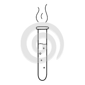 A long, narrow tube of liquid. Chemical equipment. Doodle outline style. Hand-drawn black and white vector illustration. The