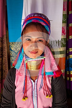 Long Neck woman in traditional costumes