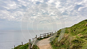 Long path following the shorelines of the sea in Ireland