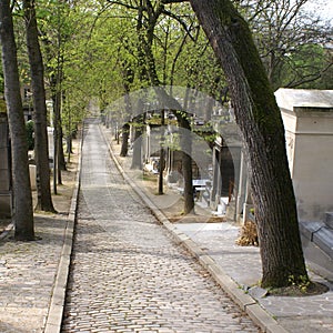 Long paved alley - Pere Lachaise cemetery