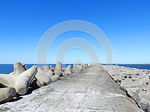Long pier going in Baltic sea, Lithuania