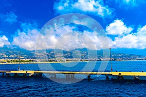 Long pier and mountain views in Alanya