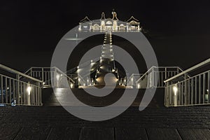 Long pier on Ruegen island, Germany, at night