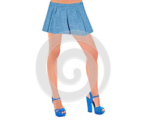 Long pretty woman legs, isolated on white
