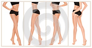 Long pretty woman legs on white background