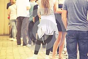 Long queue of people