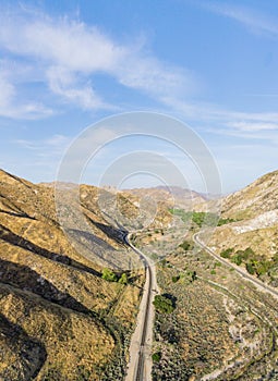 Long Railroad Track in Desert