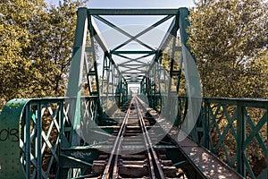 Long railway going over a bridge in Rivas-Vaciamadrid, Spain photo