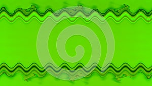 Long rectangular wavy horizontal decorated colorful gold expanding and narrowing long lines frame on green background. Space for