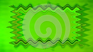 Long rectangular wavy horizontal decorated colorful green widening and narrowing long lines closed frame on green background.