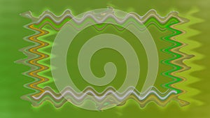 Long rectangular wavy horizontal decorated colorful green widening and narrowing long lines closed frame on green background.