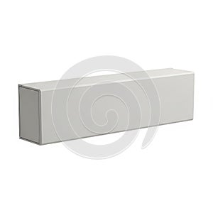 A long rectangular white box with a slight shadow on a plain background