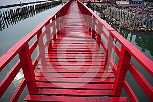 Long Red Bridge Samut Sakhon in Thailand