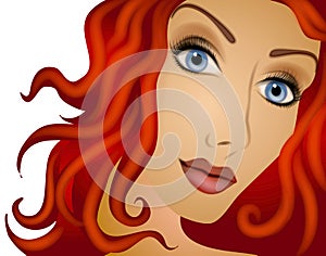 Long Red Curly Hair Woman