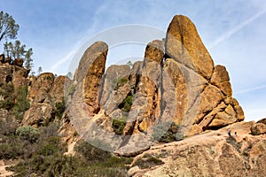 Long red orange rocks in the park