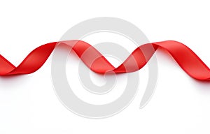 long red ribbon wavy shape isolated on white background
