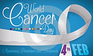 Long Ribbon, Some Colors and Reminder of World Cancer Day, Vector Illustration