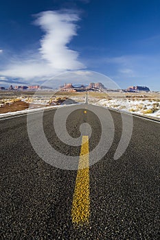 Long road leads to Monument Valley, Utah