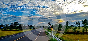 Long road when looking forward sign indicating driver to know the path ahead.