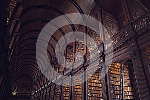 The Long Room in the Trinity College Library on July 14, 2018 in Dublin, Ireland