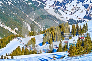 The long route of chairlift, Schmitten mount, Zell am See, Austria