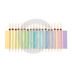 A collection of colored pencils arranged in a rainbow gradient isolated on white background