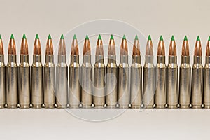 Long Row of Large Caliber Rifle Bullets