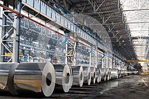 Long row of rolls of aluminum photo